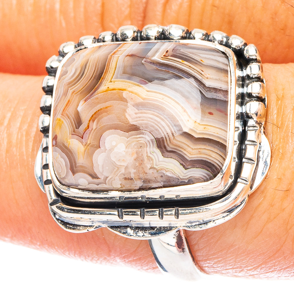 Laguna Lace Agate 925 Sterling Silver Ring Size 7.75 (925 Sterling Silver) R6086