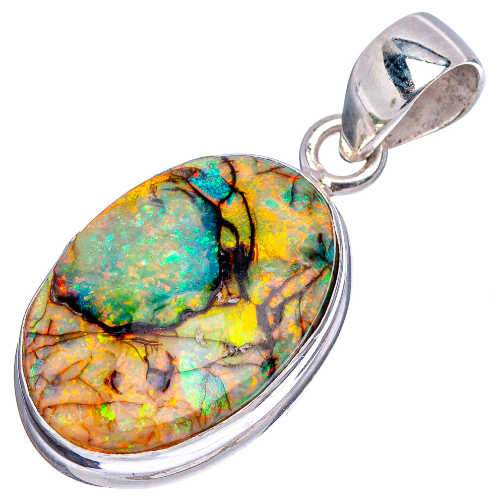 Rare Sterling Opal Pendant 1 1/4" (.925 Sterling Silver)