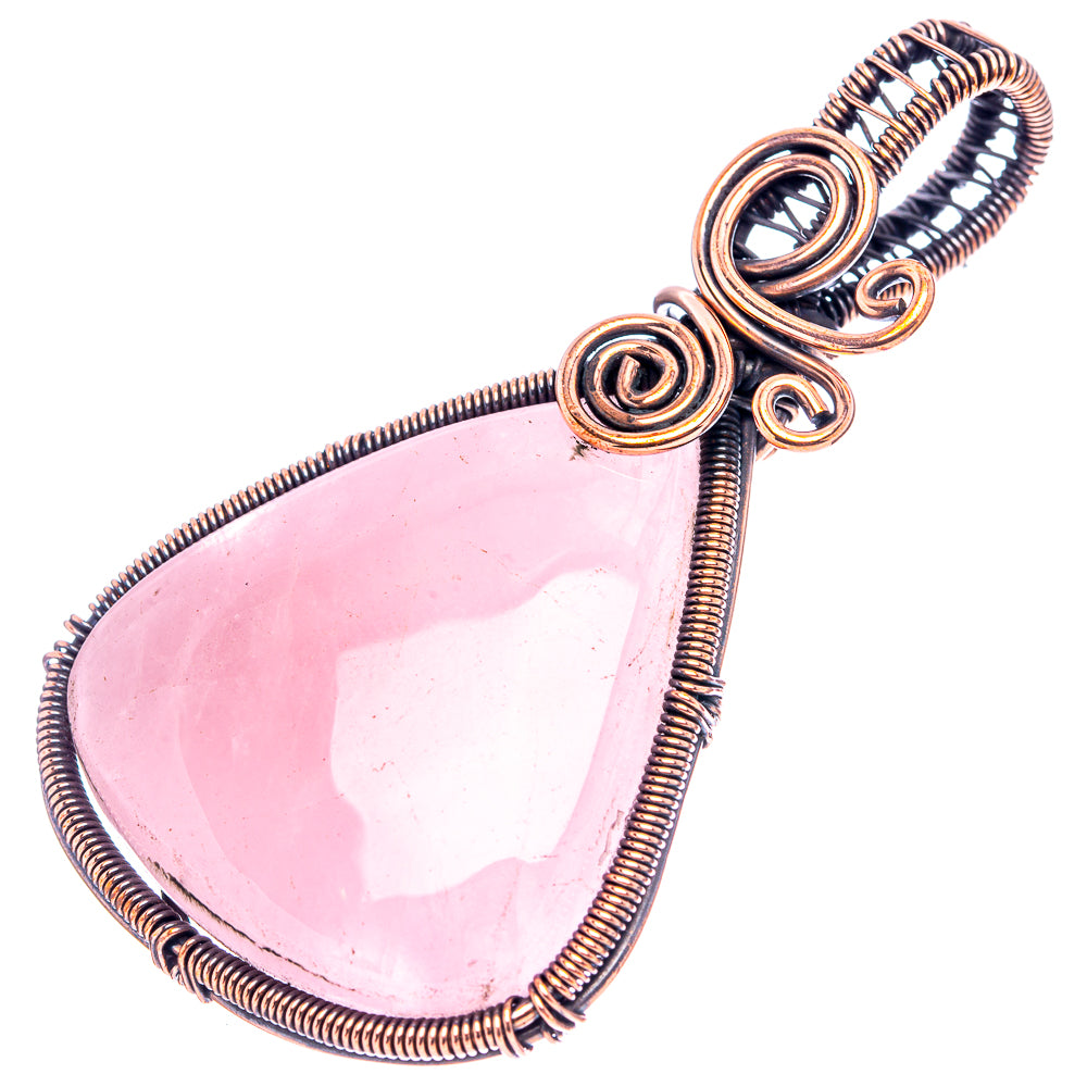 Rose Quartz Wire Wrap Pendant 2 1/2" (Oxidized Copper)