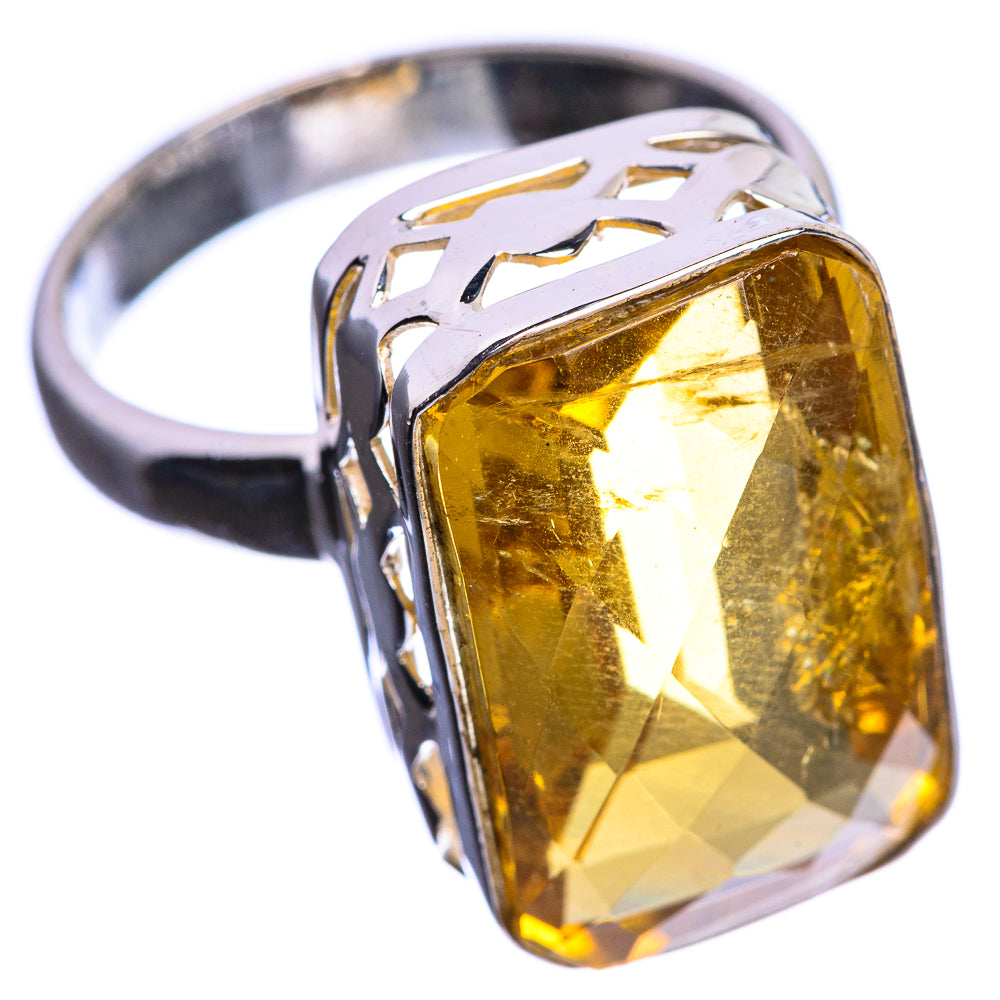 Faceted Citrine 925 Sterling Silver Ring Size 7.25