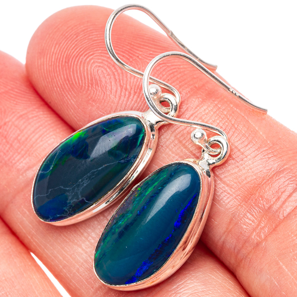 Rare Triplet Opal Earrings 1 3/8" (925 Sterling Silver) E1625