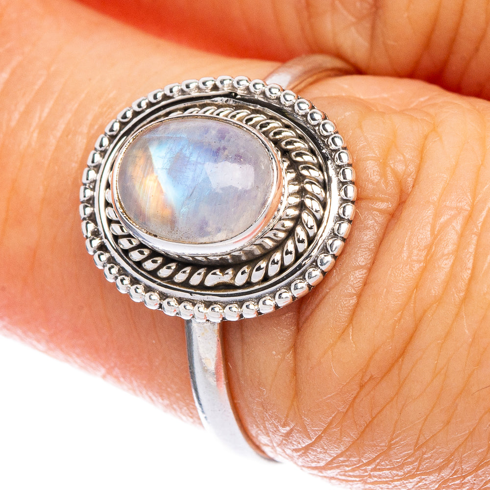 Rainbow Moonstone Dainty Ring Size 6.25 (925 Sterling Silver) R147075