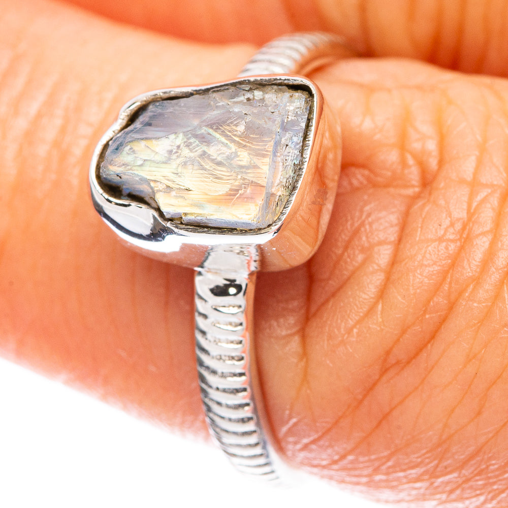 Rainbow Moonstone Dainty Ring Size 7 (925 Sterling Silver) R5154