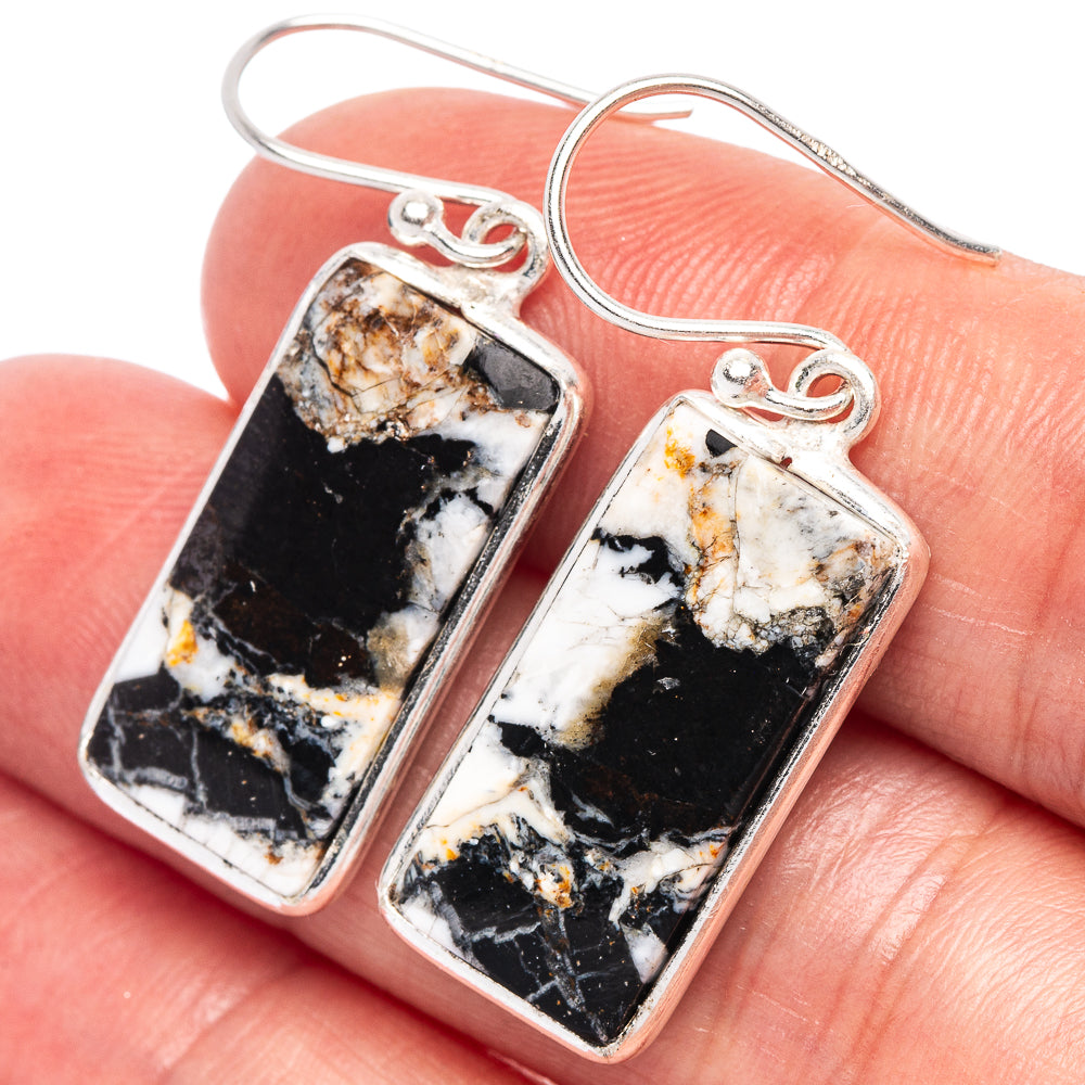 Zebra Jasper Earrings 1 1/2" (925 Sterling Silver) E2481
