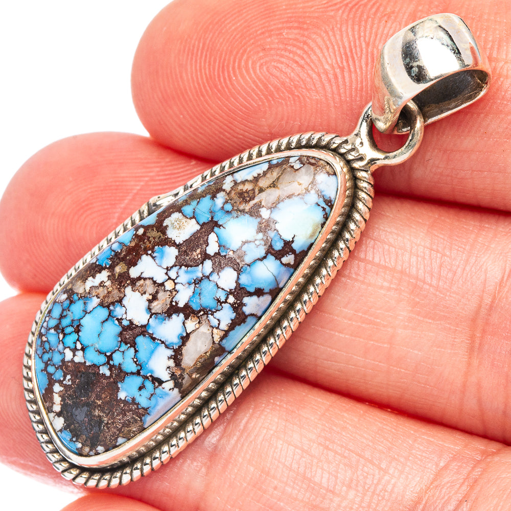 Rare Golden Hills Turquoise Pendant 1 3/4" (925 Sterling Silver) P44796