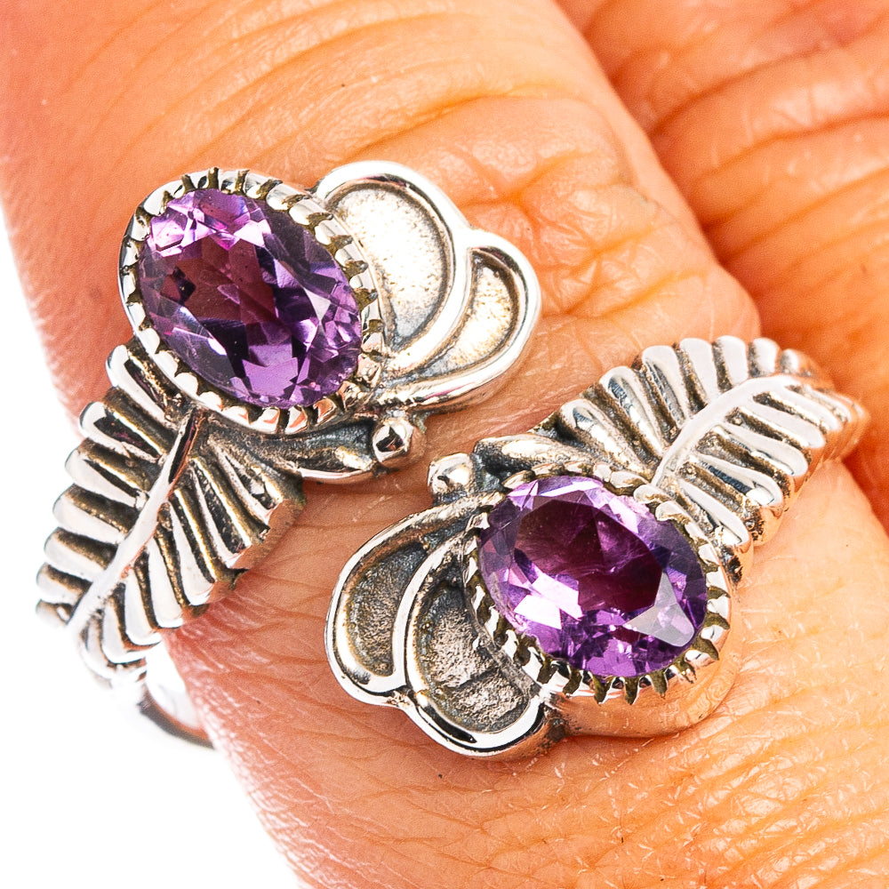 Faceted Amethyst Ring Size 8 Adjustable (.925 Sterling Silver)