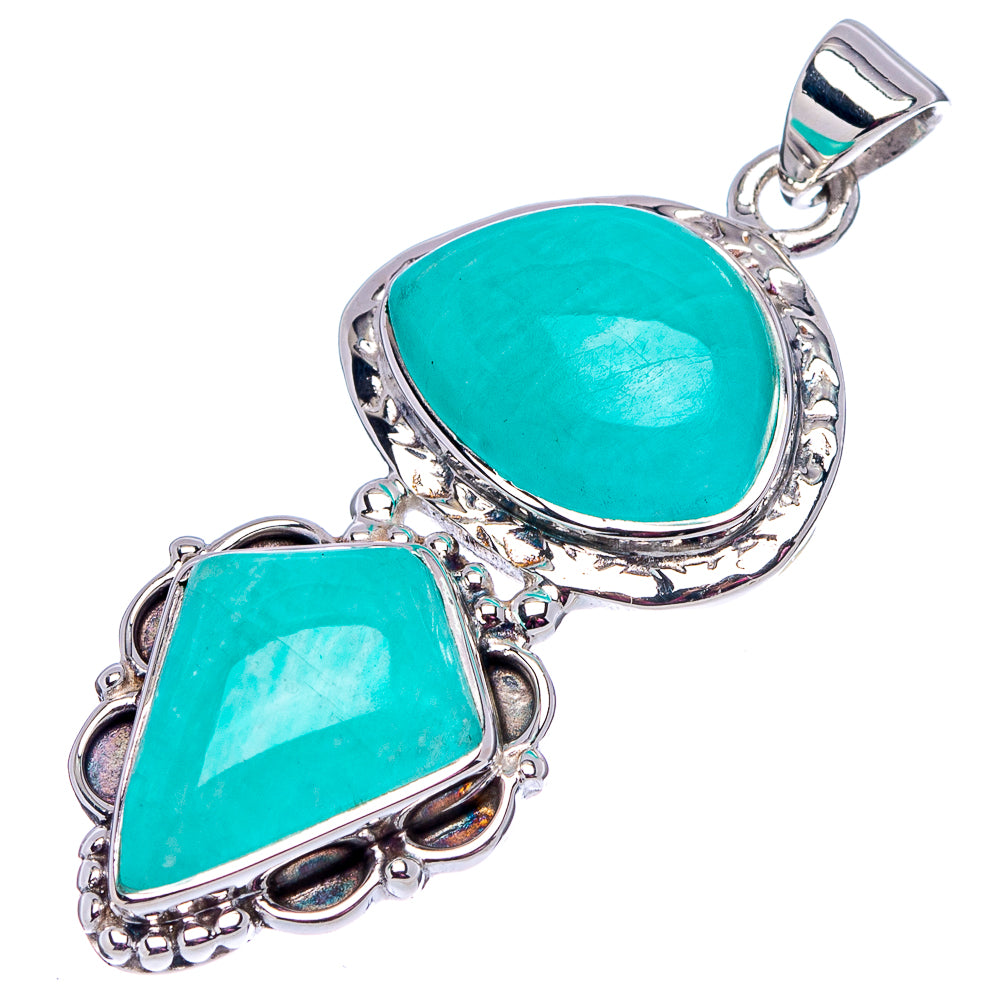 Premium Amazonite Pendant 1 5/8" (.925 Sterling Silver)