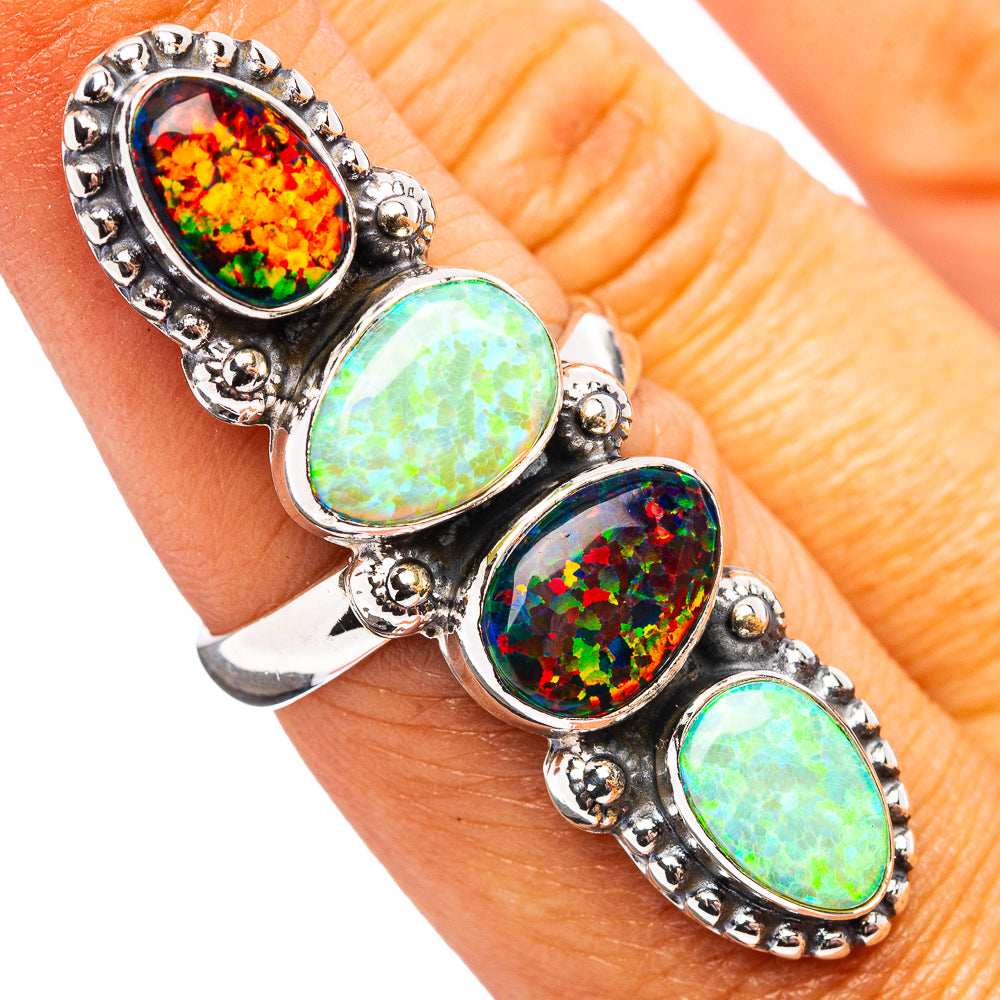 Premium Synthetic Opal Ring Size 7 (.925 Sterling Silver)