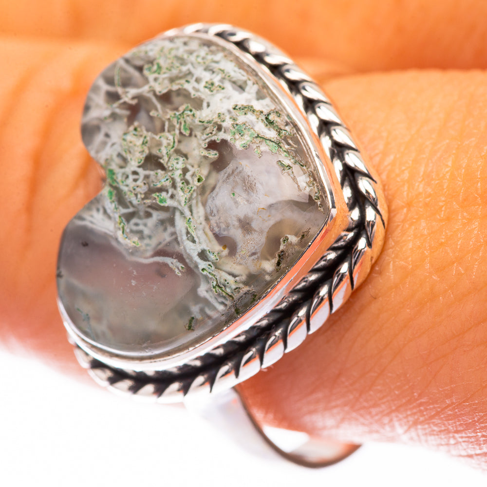 Green Moss Agate Ring Size 10.25 (925 Sterling Silver) R140597