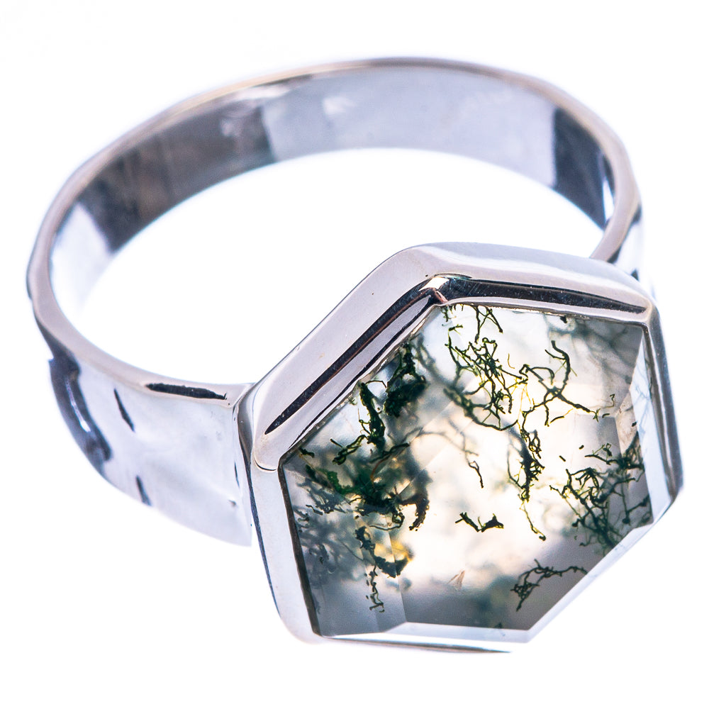 Premium Green Moss Agate Ring Size 7.5 (925 Sterling Silver) R1814