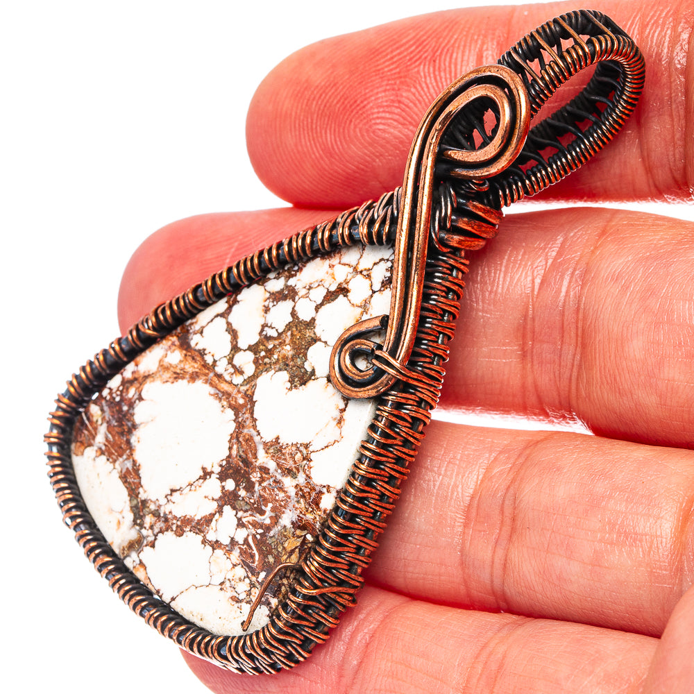 Wild Horse Jasper Wire Wrap Pendant 2 3/8" (Oxidized Copper)