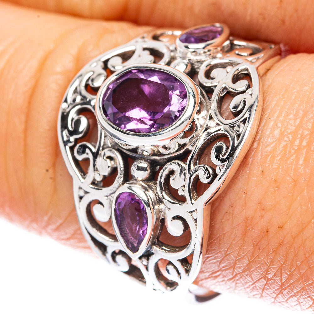 Faceted Amethyst Ring Size 9.5 (925 Sterling Silver) R3122