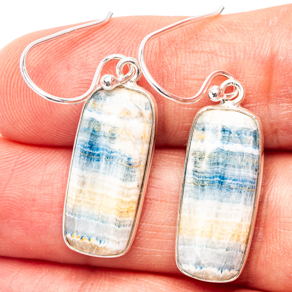 Blue Scheelite Earrings 1 1/2" (.925 Sterling Silver)