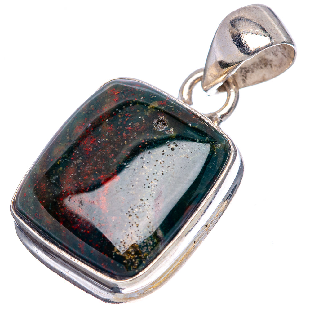 Bloodstone Pendant 1 1/8" (.925 Sterling Silver)