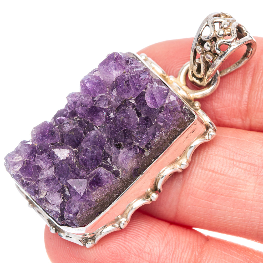 Amethyst Crystal Pendant 1 3/4" (925 Sterling Silver) P40042