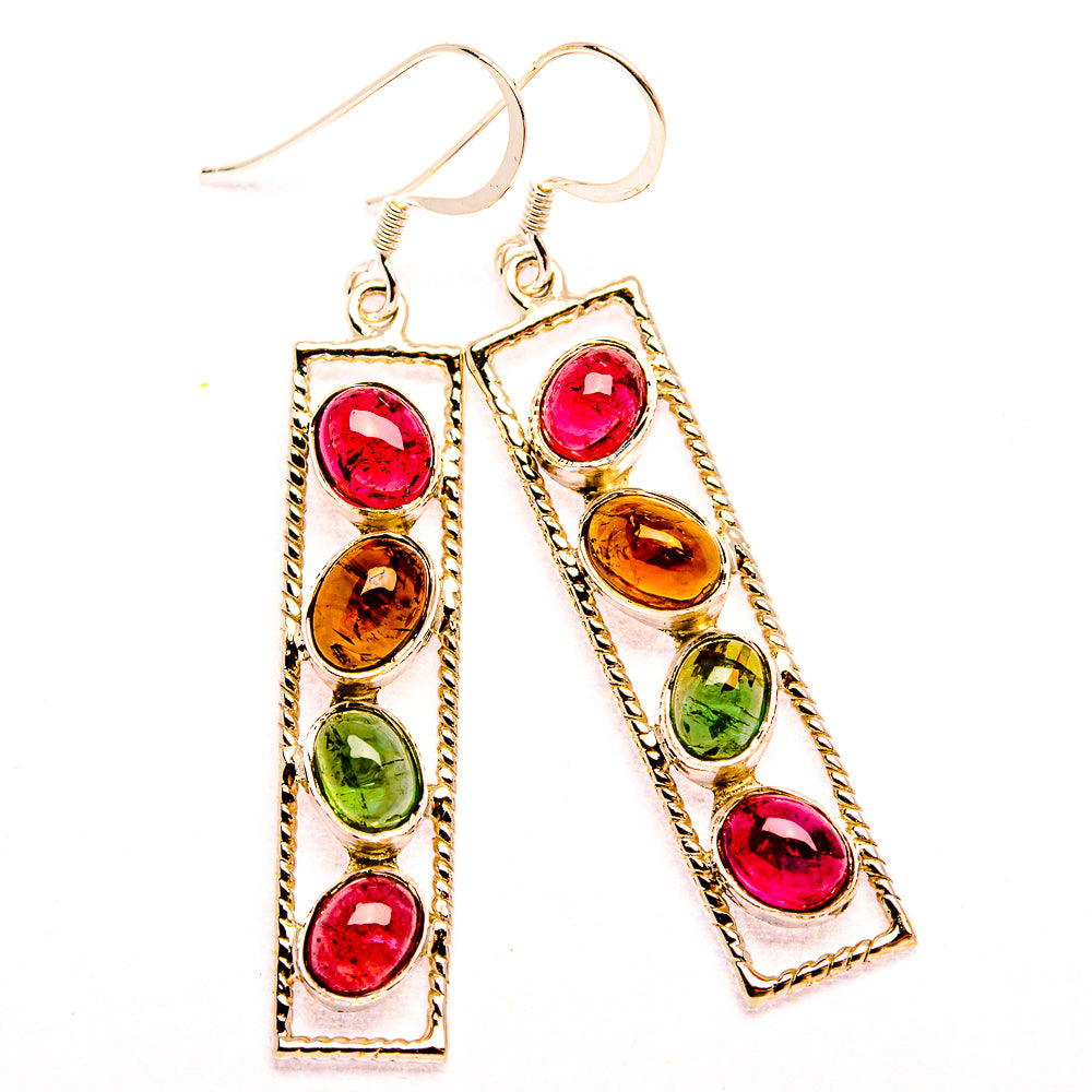 Signature Natural Tourmaline 925 Sterling Silver Earrings 2 1/8" (925 Sterling Silver) EARR431957