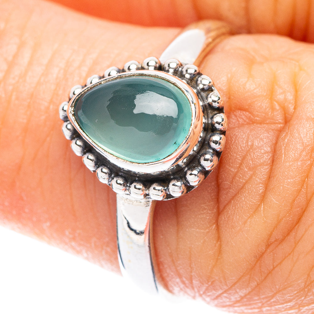 Aqua Chalcedony Dainty Ring Size 7 (925 Sterling Silver) R5802