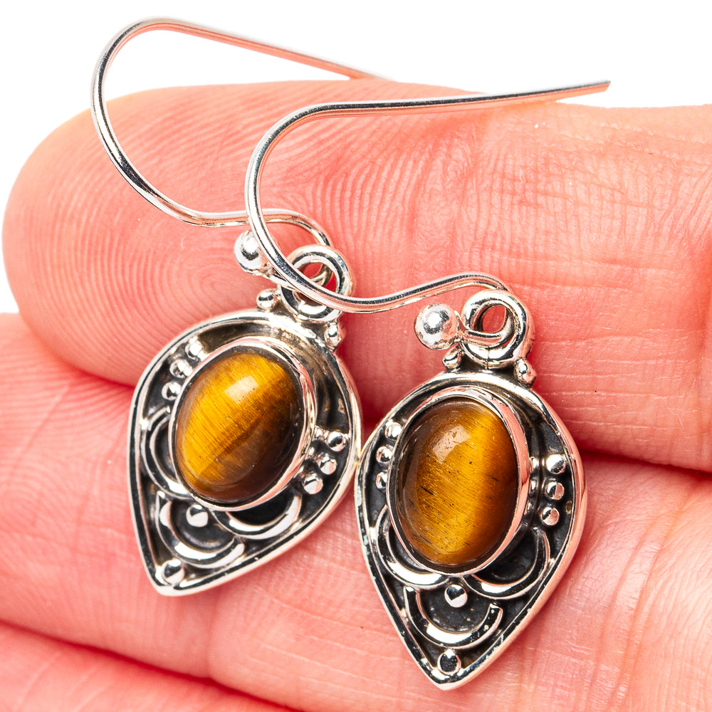 Tiger Eye Earrings 1 1/4" (925 Sterling Silver) E3120