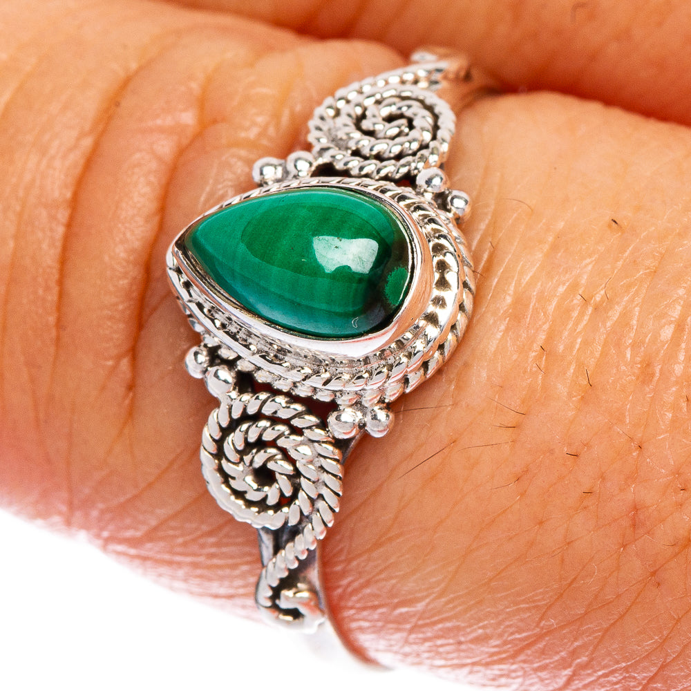 Malachite Dainty Ring Size 8.75 (925 Sterling Silver) R147269