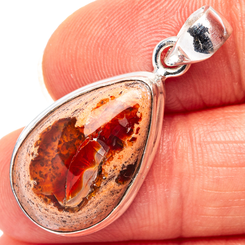 Rare Mexican Fire Opal Pendant 1 1/4" (.925 Sterling Silver)