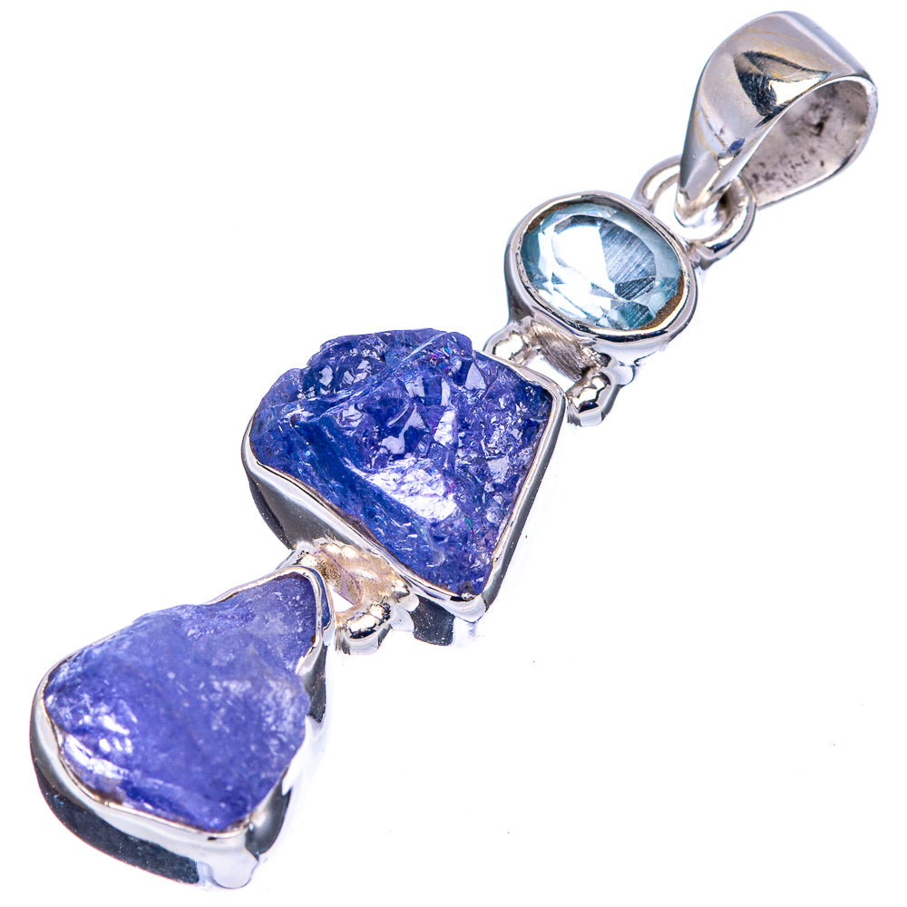 Tanzanite, Blue Topaz Pendant 1 5/8" (.925 Sterling Silver)