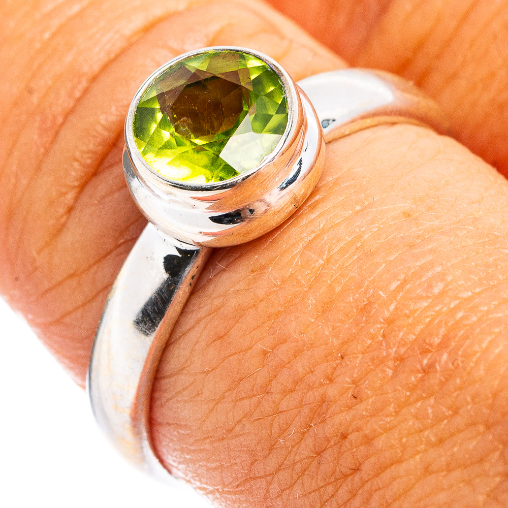 Faceted Peridot Ring Size 8.75 (.925 Sterling Silver)
