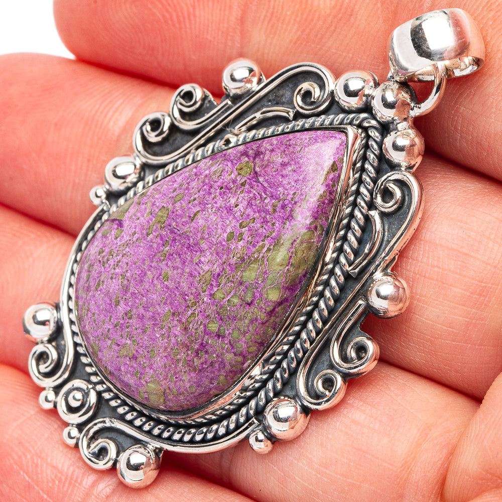 Large Stichtite 925 Sterling Silver Pendant 2 1/8" (925 Sterling Silver) P43658