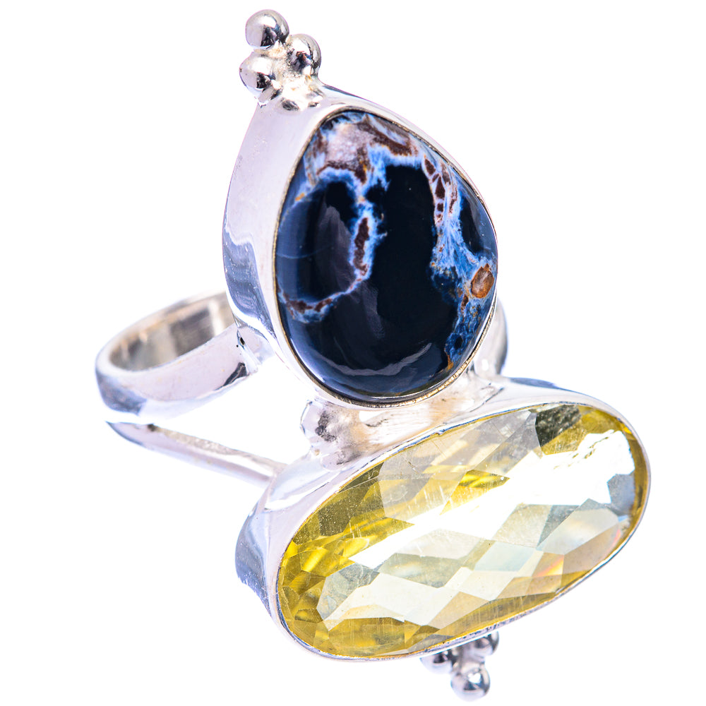 Large Lemon Quartz, Pietersite Ring Size 6 (925 Sterling Silver) R141047