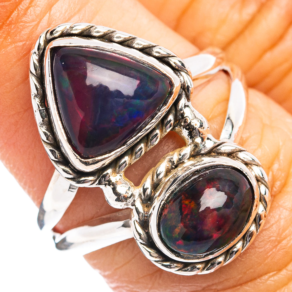 Premium Black Opal Ring Size 6.75 (.925 Sterling Silver)