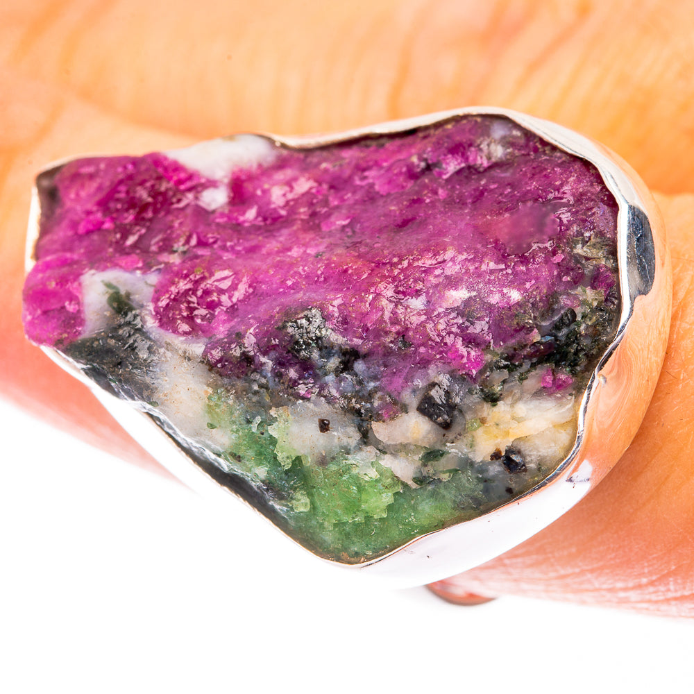 Large Raw Ruby Zoisite Ring Size 8 (925 Sterling Silver) R141624