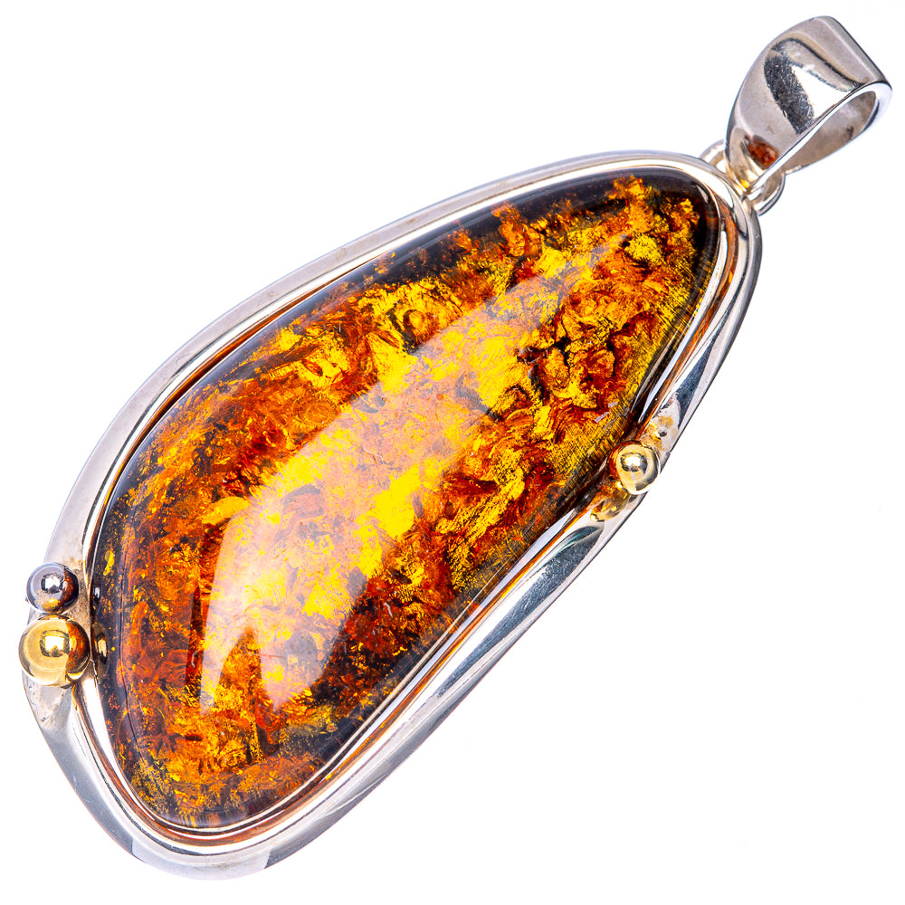Anasilvercos Baltic Amber Pendant 2 5/8" (925 Sterlnig Silver)