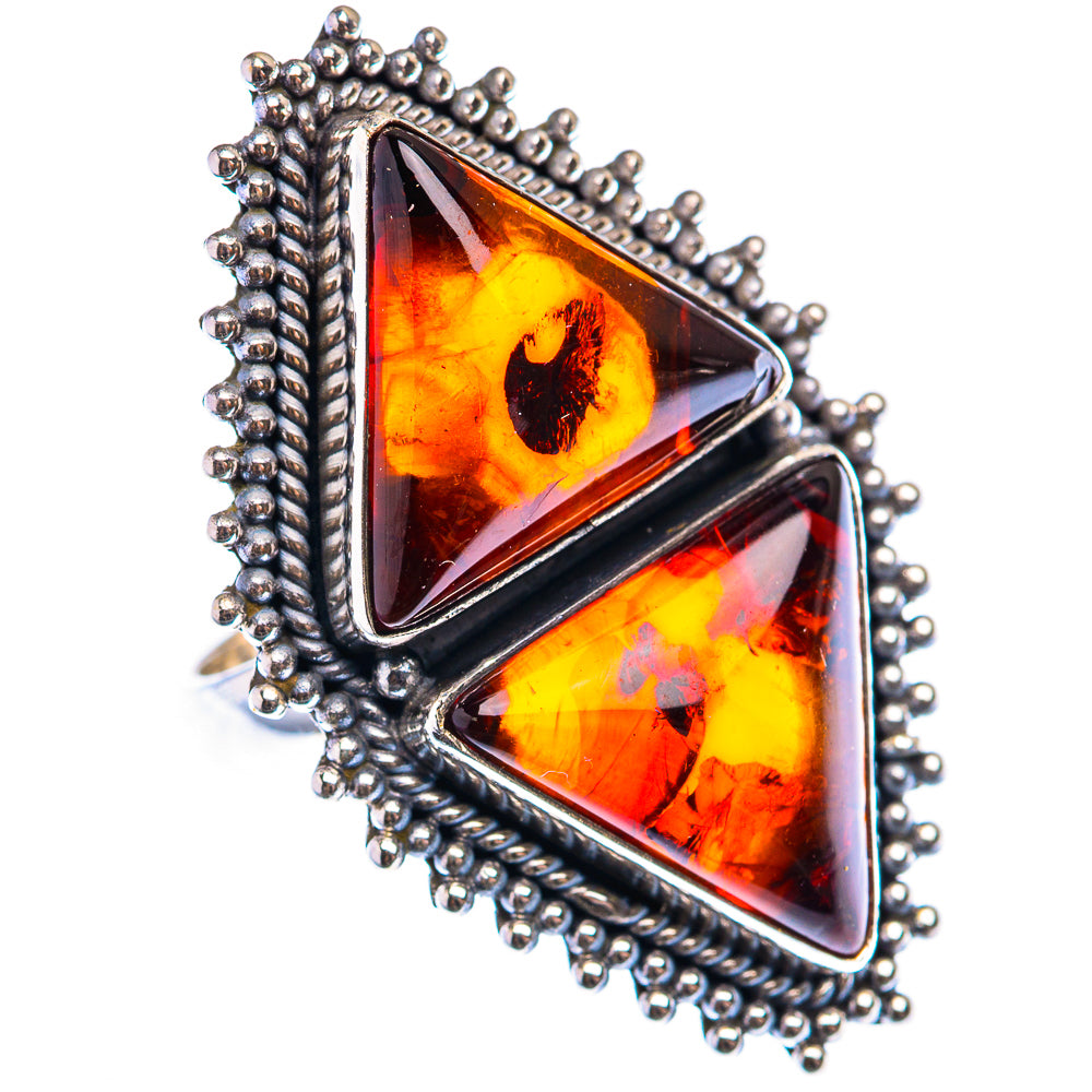 Large Baltic Amber Ring Size 6 (925 Sterling Silver) RING140027