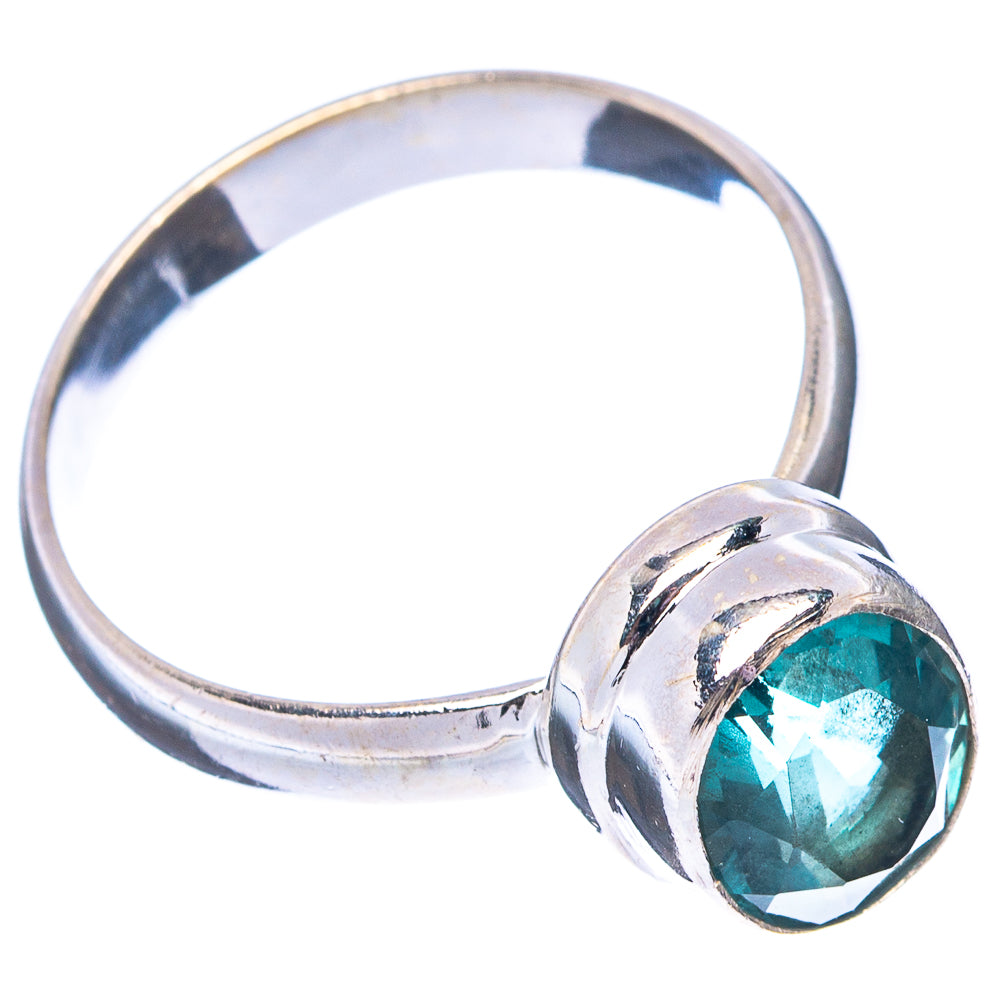 Faceted Green Fluorite Ring Size 9 (.925 Sterling Silver)