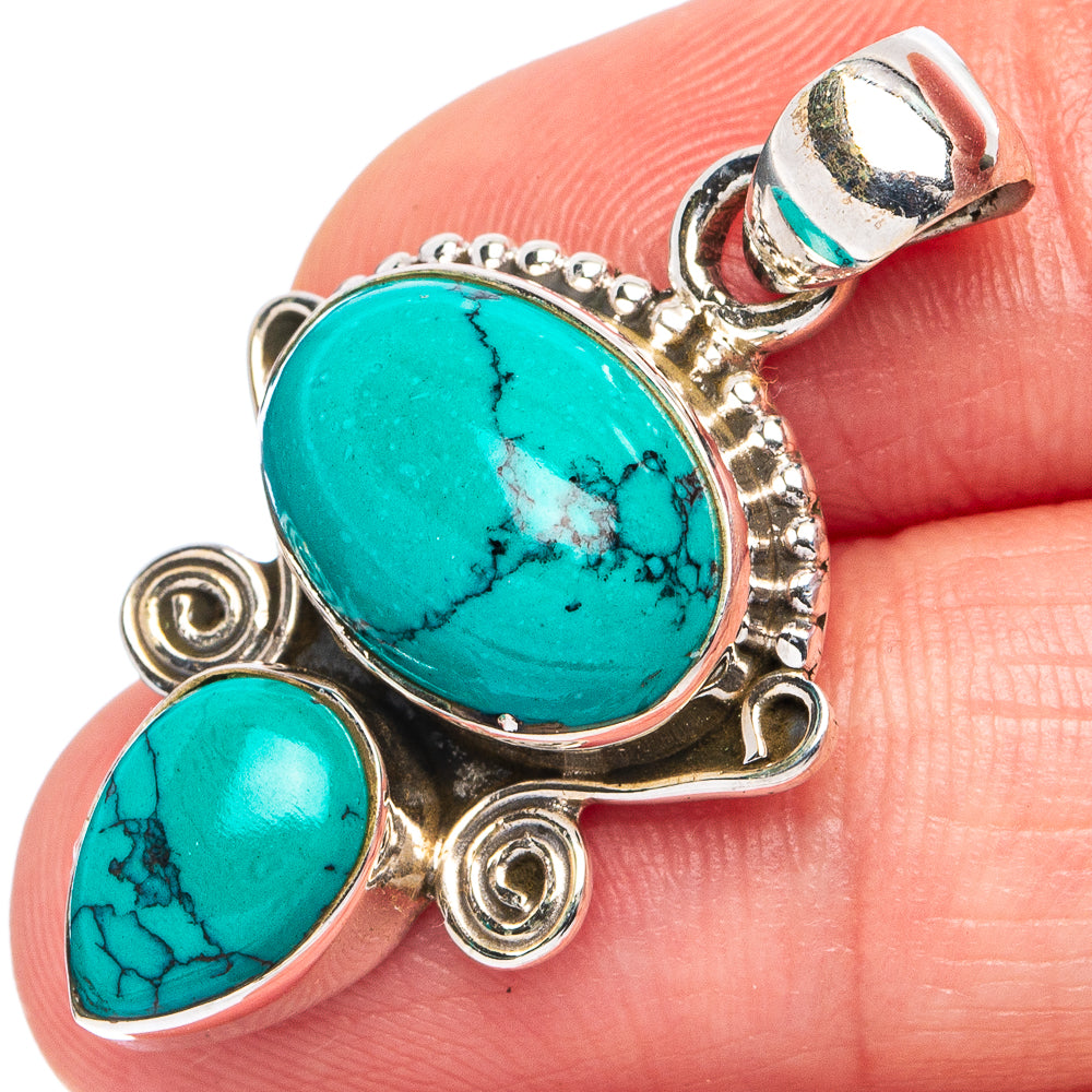 Turquoise Howlite Pendant 1 3/8" (925 Sterling Silver) P45577