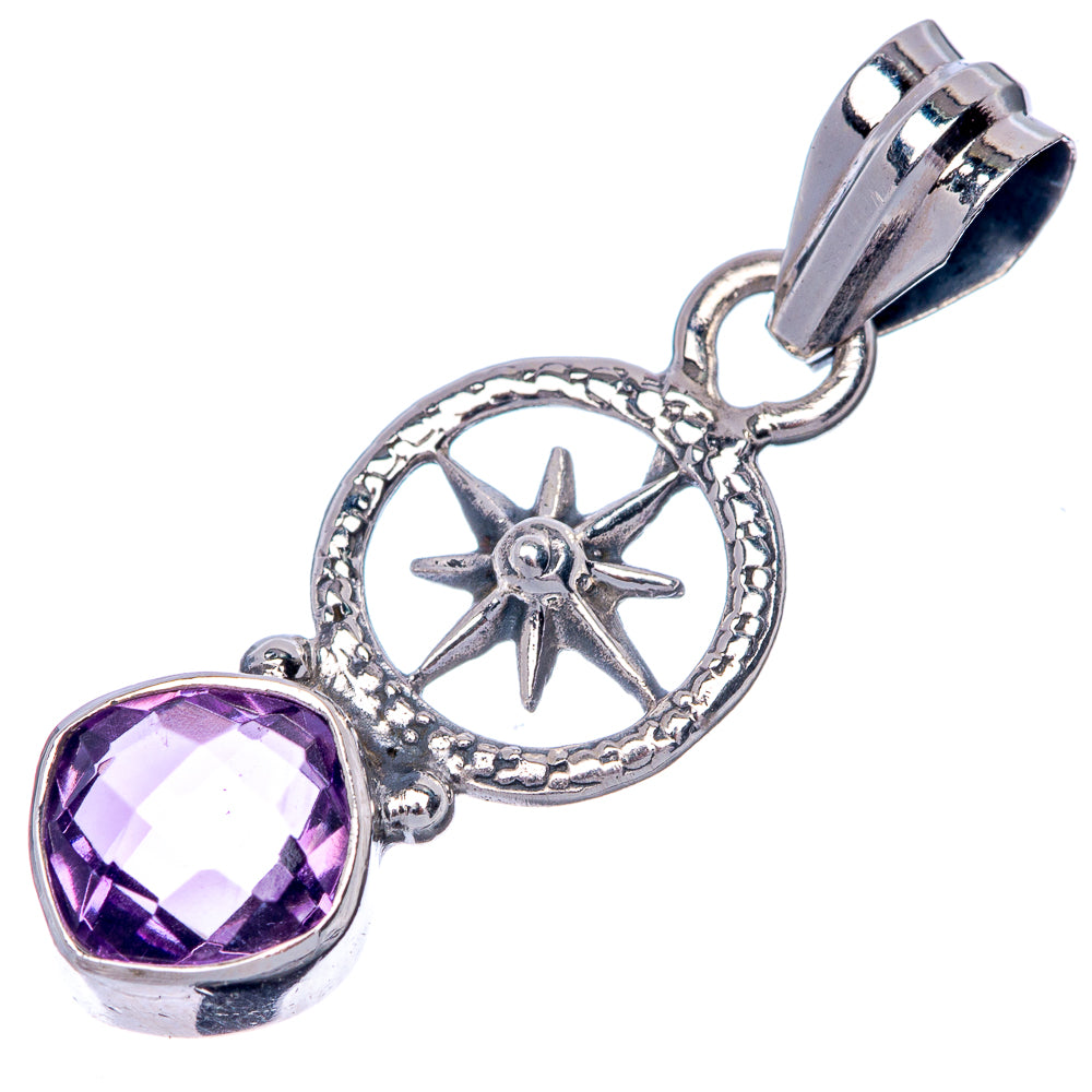 Faceted Amethyst Dainty Pendant 1 1/4" (925 Sterling Silver) P39882