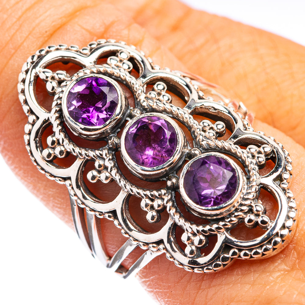 Faceted Amethyst Ring Size 7.5 (925 Sterling Silver) R142814
