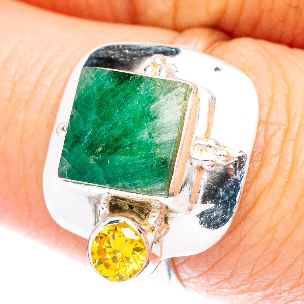Zambian Emerald, Citrine Ring Size 7.25 (925 Sterling Silver) R147010