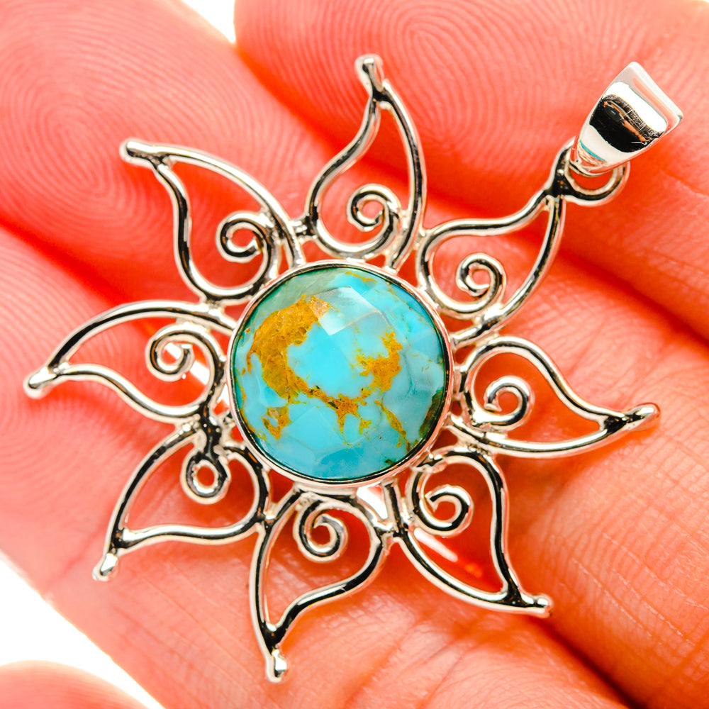 Premium Chrysocolla 925 Sterling Silver Pendant 1 3/4" (925 Sterling Silver) PD37749