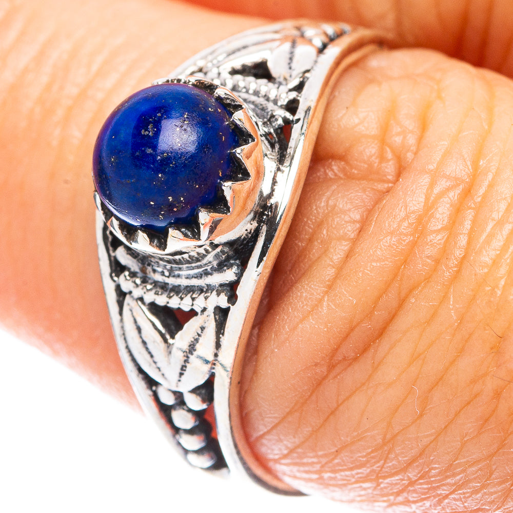 Lapis Lazuli Dainty Ring Size 7.75 (925 Sterling Silver) R5916
