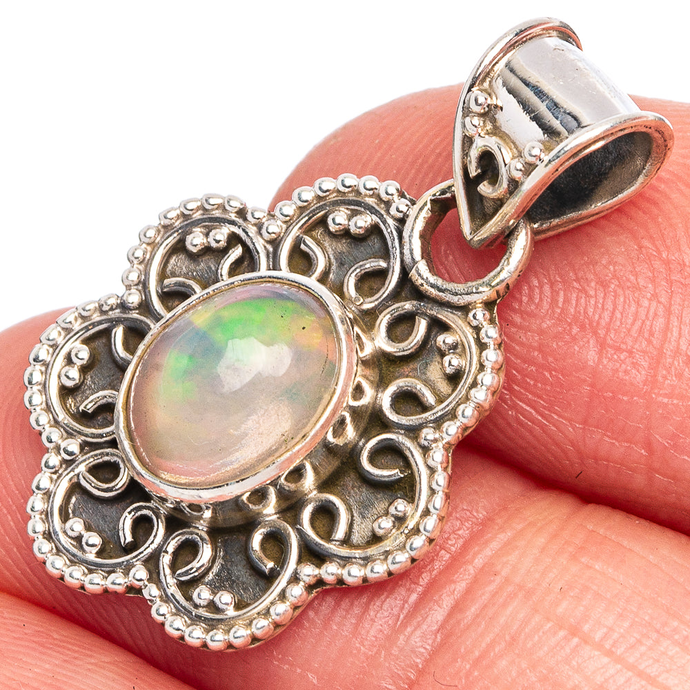 Rare Ethiopian Opal Pendant 1 1/8" (925 Sterling Silver) P40443