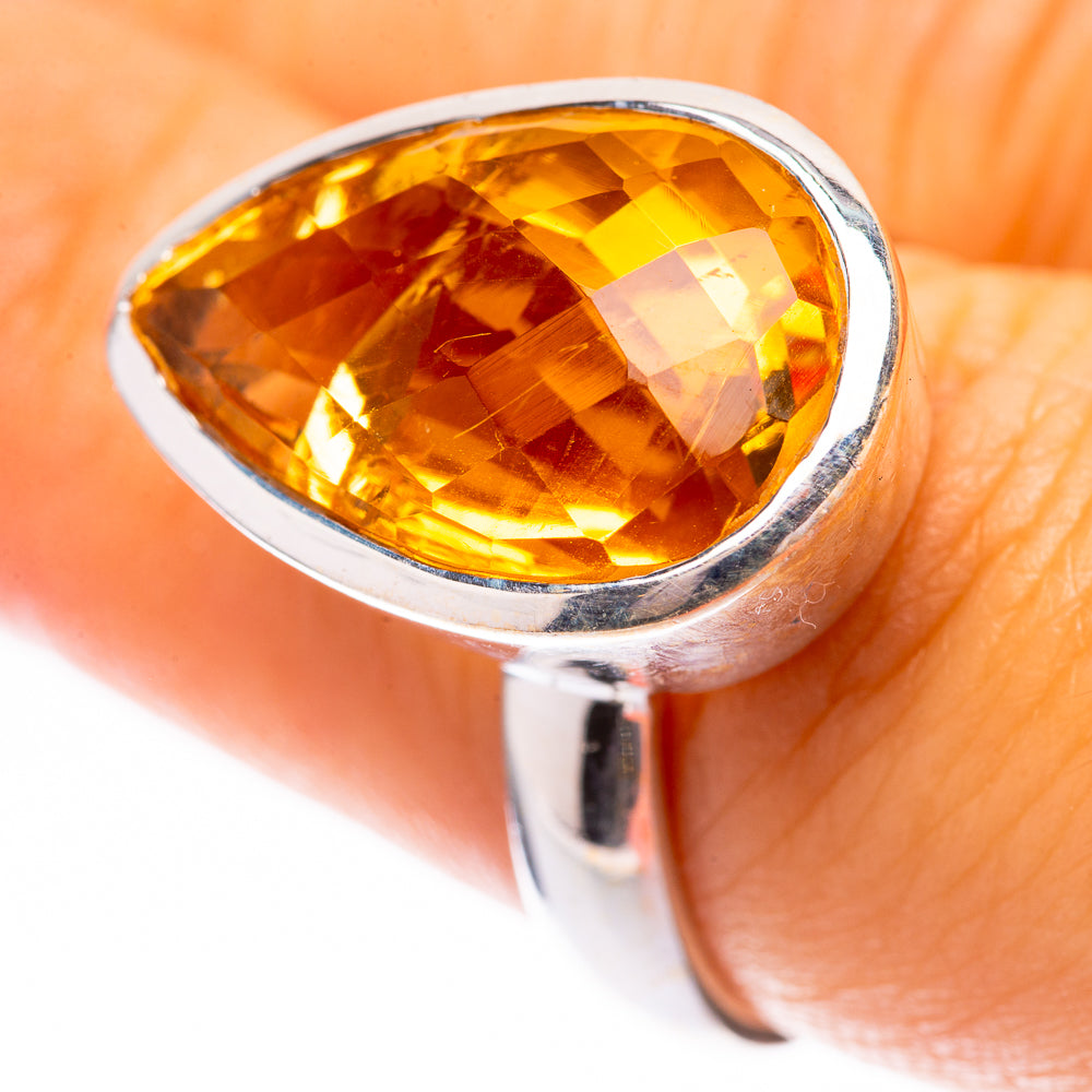 Faceted Citrine Ring Size 7.5 (925 Sterling Silver) R140542