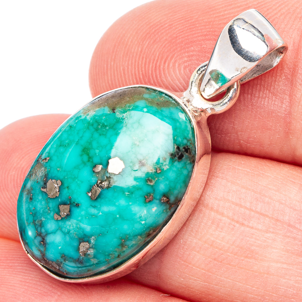 Persian Turquoise Pendant 1 1/4" (925 Sterling Silver) P44386