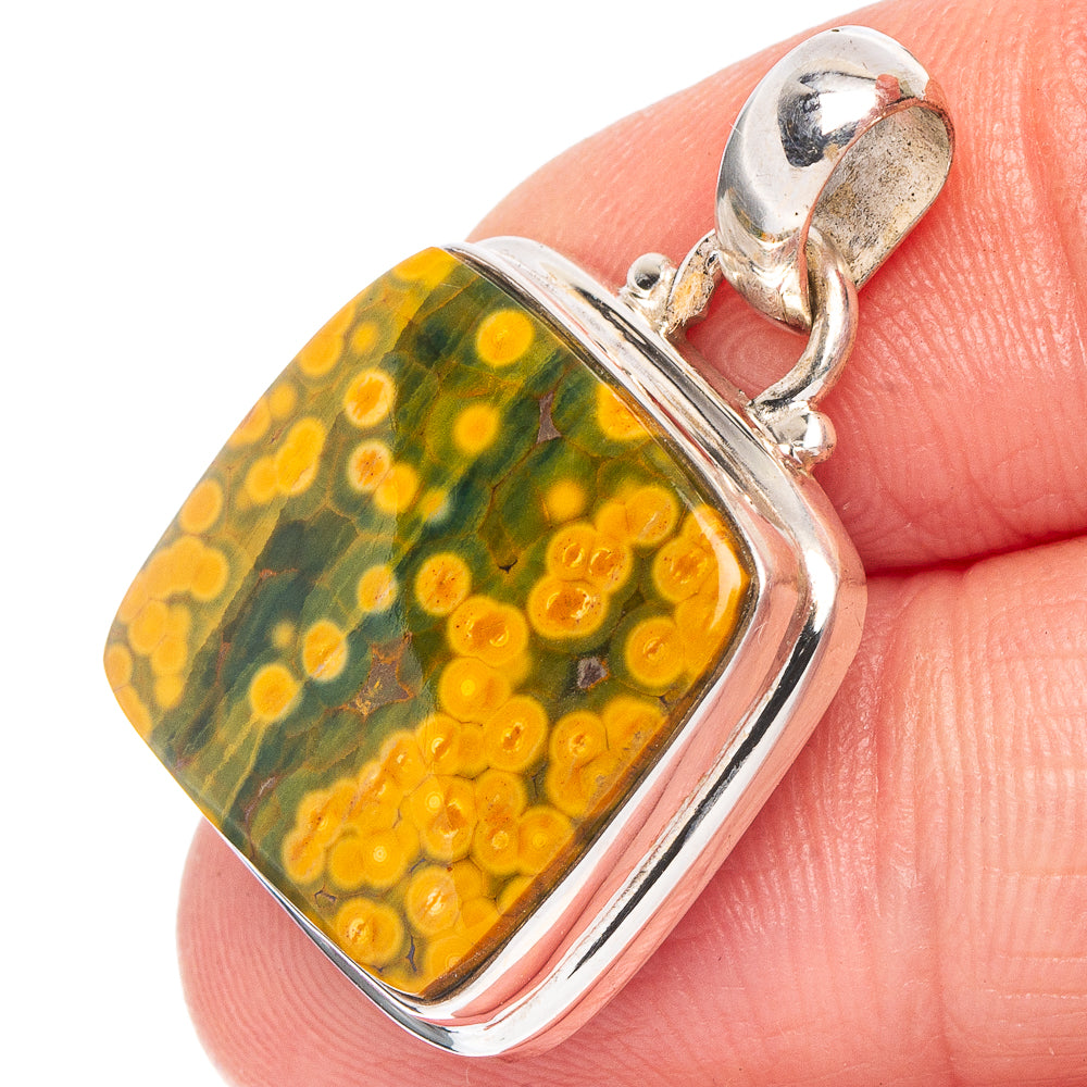 Ocean Jasper Pendant 1 1/8" (.925 Sterling Silver)