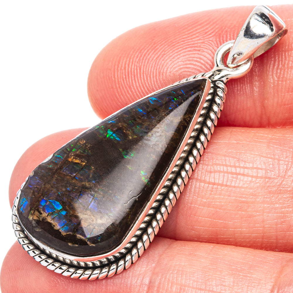 Rare Ammolite Pendant 1 3/4" (925 Sterling Silver) P41745