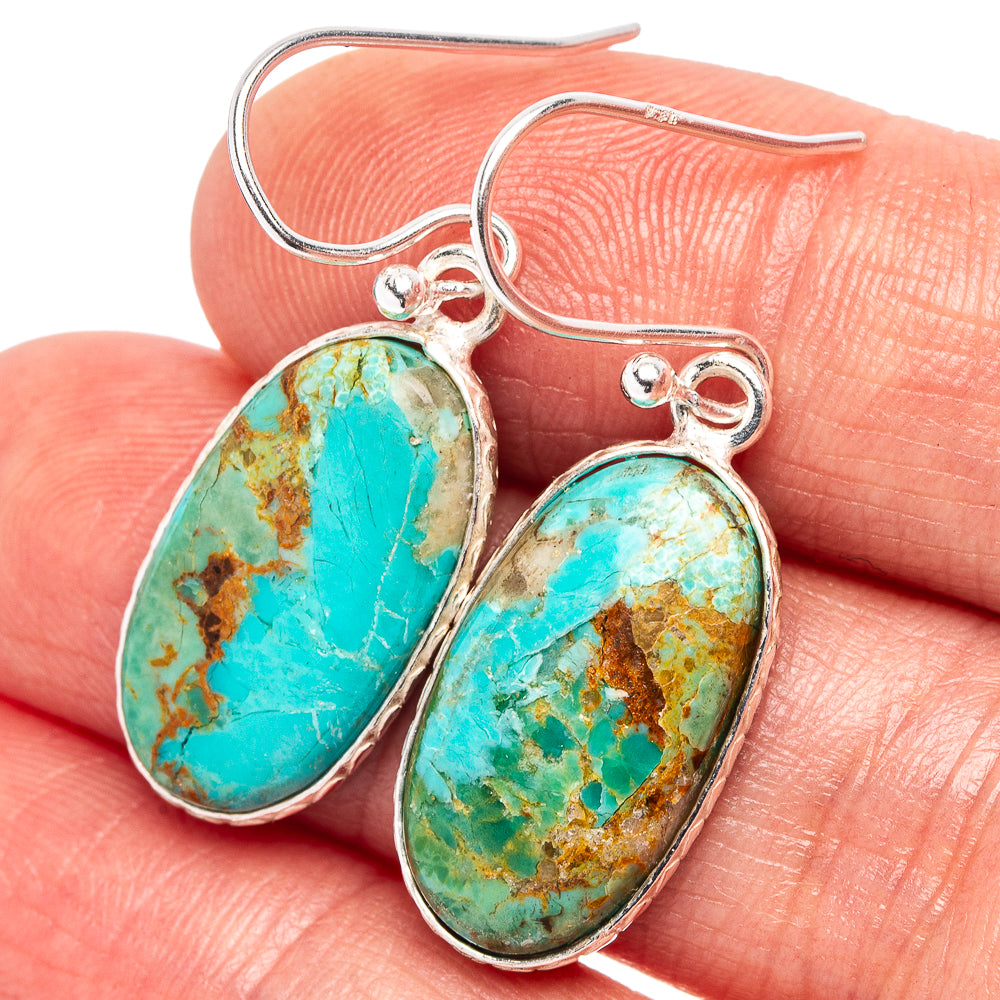 Mohave Turquoise Earrings 1 3/8" (.925 Sterling Silver)