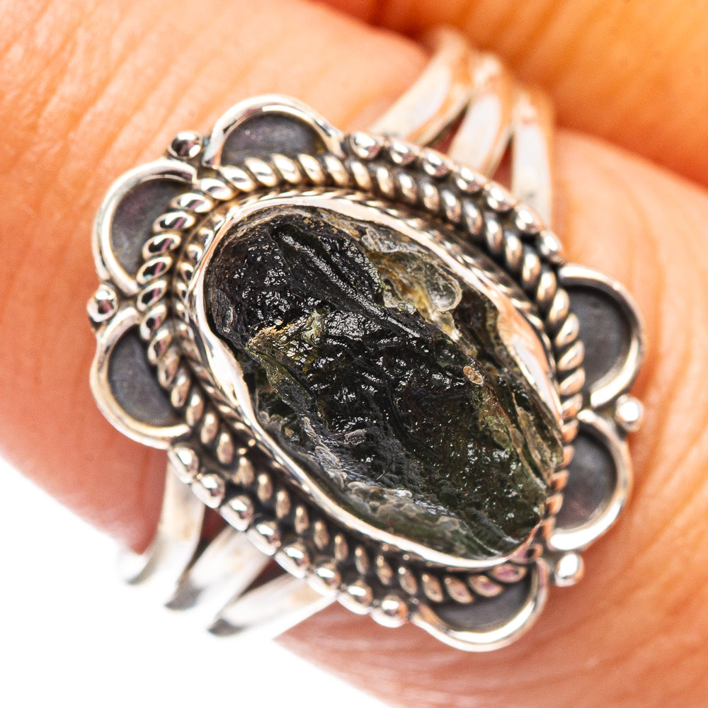 Moldavite Ring Size 7.5 (.925 Sterling Silver)
