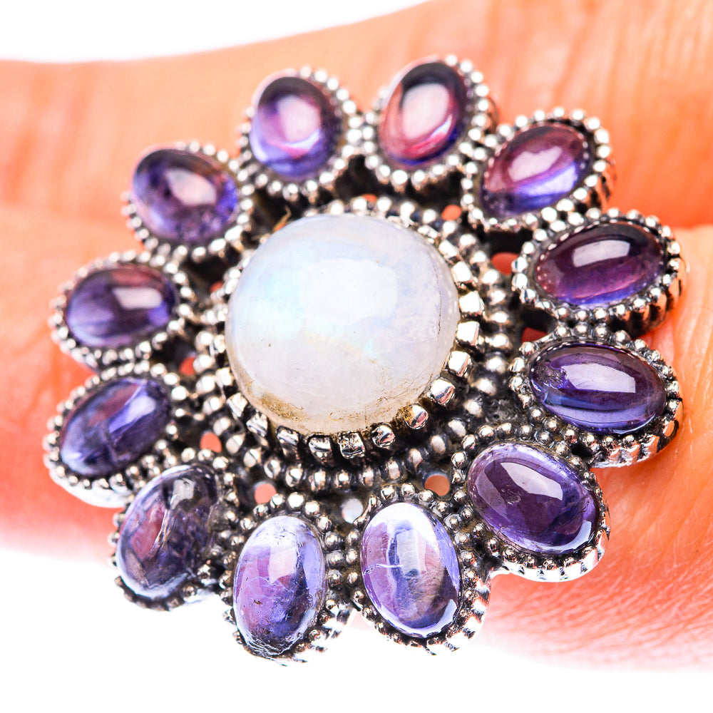 Large Rainbow Moonstone, Tanzanite Ring Size 6.25 (925 Sterling Silver) RING140209