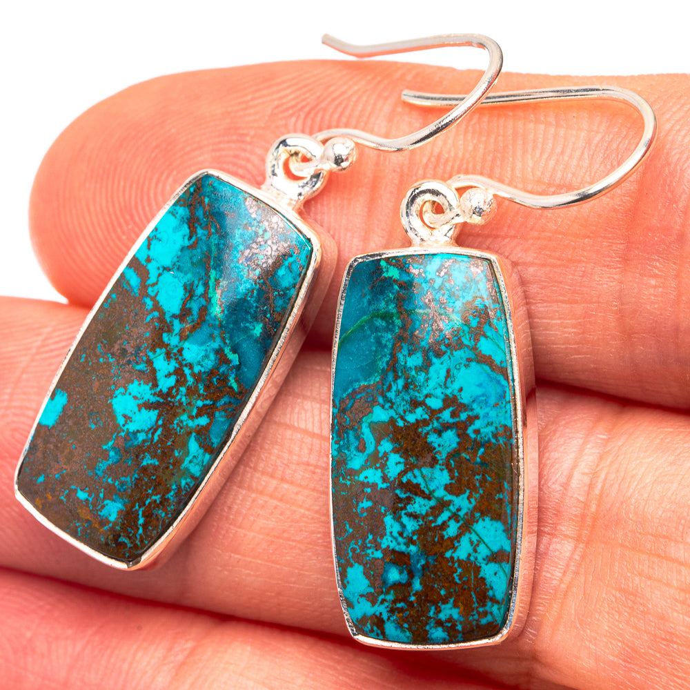 Shattuckite Earrings 1 3/8" (925 Sterling Silver) E432312