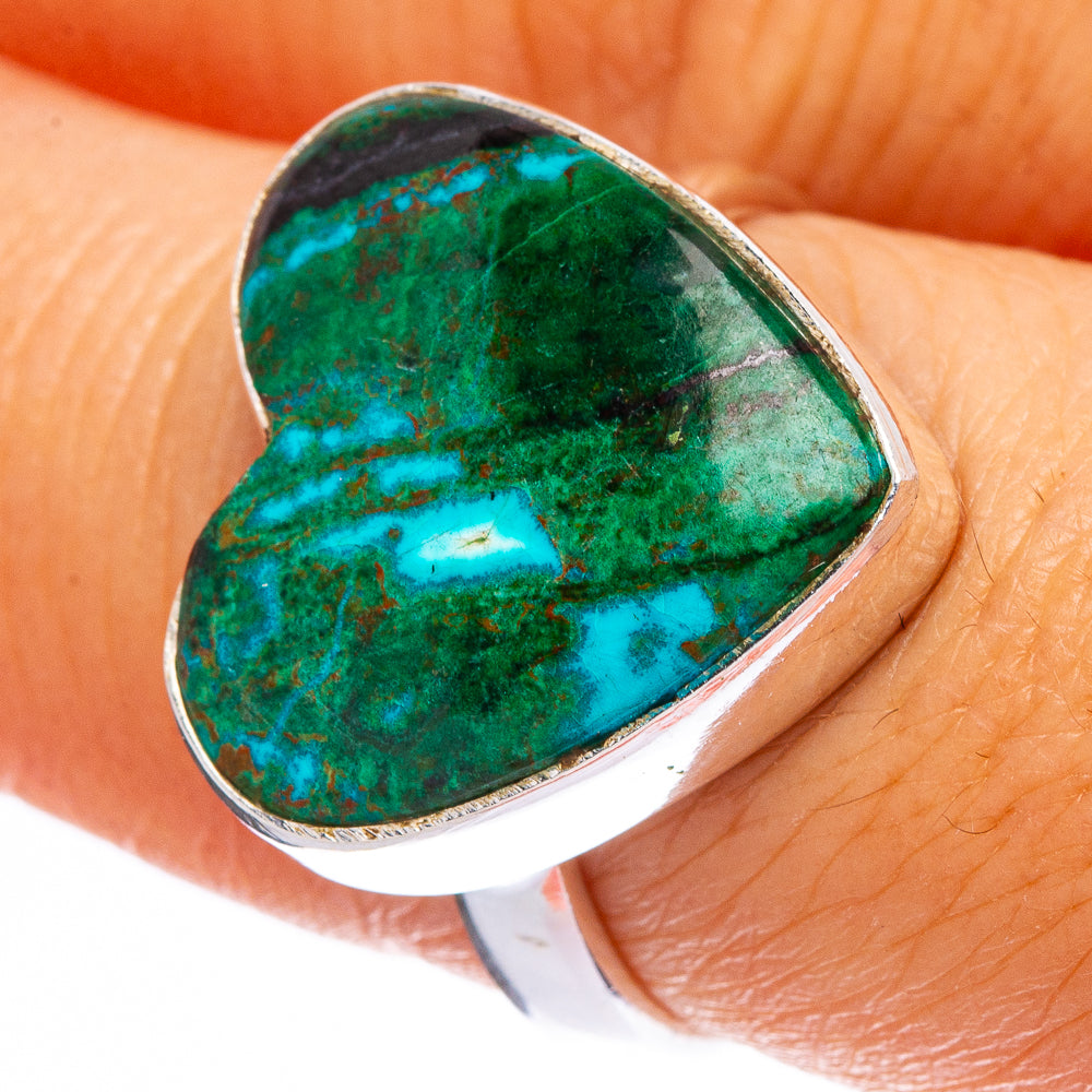 Chrysocolla Heart Ring Size 8 (925 Sterling Silver) R146295