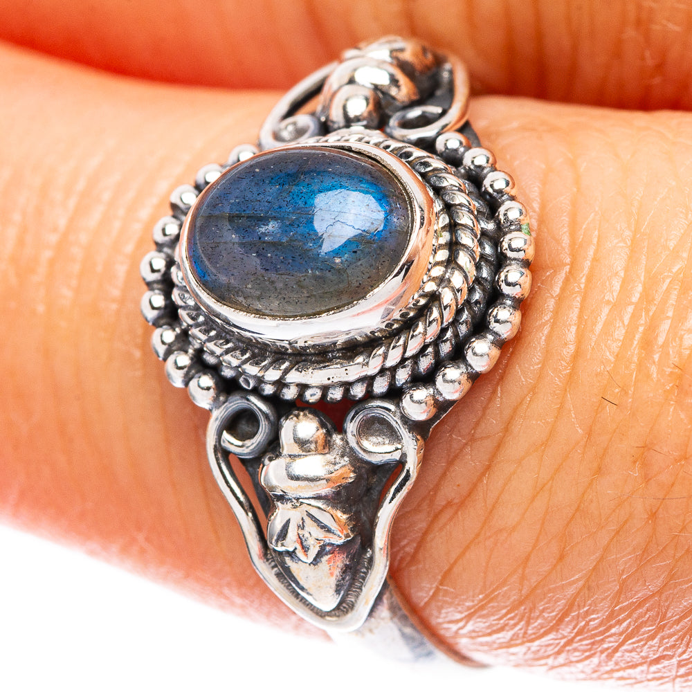 Labradorite Dainty Ring Size 8 (925 Sterling Silver) R5096
